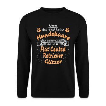 Hundeglitzer Flat Coated Retriever - Unisex Pullover - Schwarz - Vorne - Alina (178cm) & Michal (187cm)