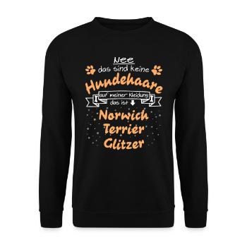 Hundeglitzer Norwich Terrier - Unisex Pullover - Schwarz - Vorne - Alina (178cm) & Michal (187cm)