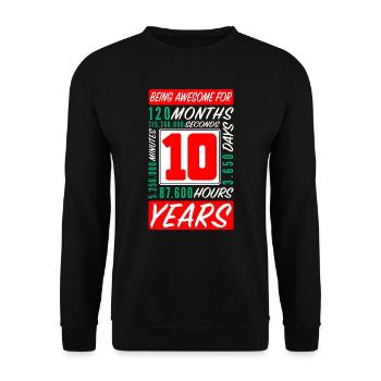 Kids 10 Years Birthday Months Hours - Unisex Sweatshirt - black - Front - Alina (178cm) & Michal (187cm)