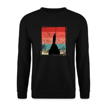 Detmold Hermannsdenkmal Retro Vintage Syle - Unisex Pullover - Schwarz - Vorne - Alina (178cm) & Michal (187cm)