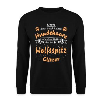 Hundeglitzer Wolfsspitz - Unisex Pullover - Schwarz - Vorne - Alina (178cm) & Michal (187cm)