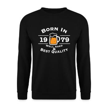 Born in 1979 Millésime - Sweat-shirt Unisexe - noir - Devant - Alina (178cm) & Michal (187cm)