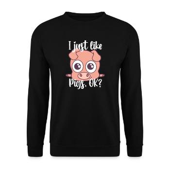 J’aime le cochon mignon motif de porc cadeau - Sweat-shirt Unisexe - noir - Devant - Alina (178cm) & Michal (187cm)