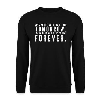 Mahatma Ghandi - Live / Learn - Unisex Pullover - Schwarz - Vorne - Alina (178cm) & Michal (187cm)