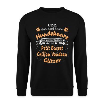 Hundeglitzer Petit Basset Griffon Vendeen - Sweat-shirt Unisexe - noir - Devant - Alina (178cm) & Michal (187cm)