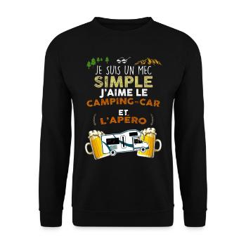 Mec simple et son camping-car, humour camping-car - Sweat-shirt Unisexe - noir - Devant - Alina (178cm) & Michal (187cm)
