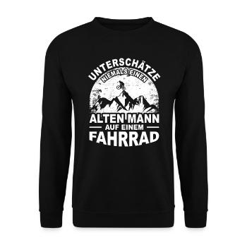 Rentner Rente Ruhestand Fahrrad Hobby Geschenk - Unisex Pullover - Schwarz - Vorne - Alina (178cm) & Michal (187cm)