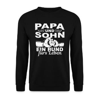 Papa und Sohn Vatertag Geschenk Vatertagsgeschenk - Unisex Pullover - Schwarz - Vorne - Alina (178cm) & Michal (187cm)