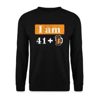 Ich bin 41 plus Bier 42. Geburtstag - Unisex Pullover - Schwarz - Vorne - Alina (178cm) & Michal (187cm)