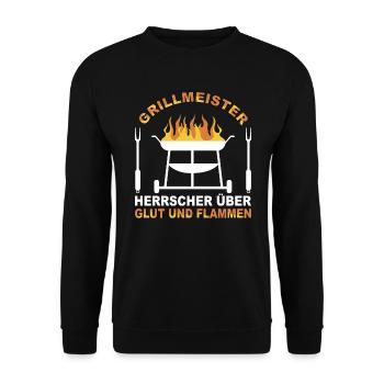 Grillen Grill Grillmeister Herrschen Über Glut - Unisex Pullover - Schwarz - Vorne - Alina (178cm) & Michal (187cm)