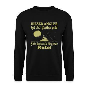 50 Jahre Geschenk 50 Geburtstag Angler Angeln - Unisex Pullover - Schwarz - Vorne - Alina (178cm) & Michal (187cm)