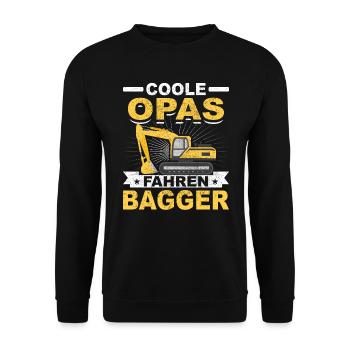 Baggerführer Geschenk Baggerfahrer Opa Bagger - Unisex Pullover - Schwarz - Vorne - Alina (178cm) & Michal (187cm)