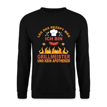 Grillen Grill Ich bin Grillmeister Geschenk - Unisex Pullover - Schwarz - Vorne - Alina (178cm) & Michal (187cm)