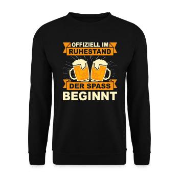 Rentner Rente Ruhestand Bier Altersheim Geschenk - Unisex Pullover - Schwarz - Vorne - Alina (178cm) & Michal (187cm)