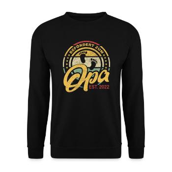 Befördert zum Opa Großvater seit 2022 Geschenk - Unisex Pullover - Schwarz - Vorne - Alina (178cm) & Michal (187cm)