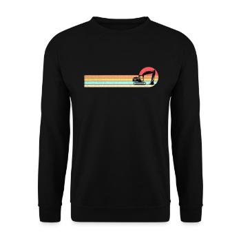 Vintage Excavator Driver Construction Machine Construction Site - Unisex Sweatshirt - black - Front - Alina (178cm) & Michal (187cm)