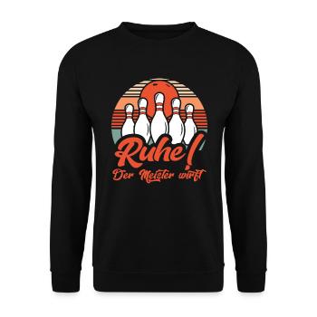 Bowlen Bowling Geschenk Bowlingspieler - Unisex Pullover - Schwarz - Vorne - Alina (178cm) & Michal (187cm)