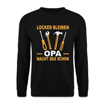 Handwerk Großvater Opa Geschenk Reparieren - Unisex Pullover - Schwarz - Vorne - Alina (178cm) & Michal (187cm)