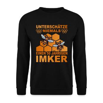 Bester Imker 50 Jahre Geburtstag Bienenzüchter - Unisex Pullover - Schwarz - Vorne - Alina (178cm) & Michal (187cm)