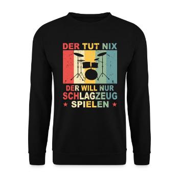 Schlagzeuger Geschenk Schlagzeug Spieler Drummer - Unisex Pullover - Schwarz - Vorne - Alina (178cm) & Michal (187cm)