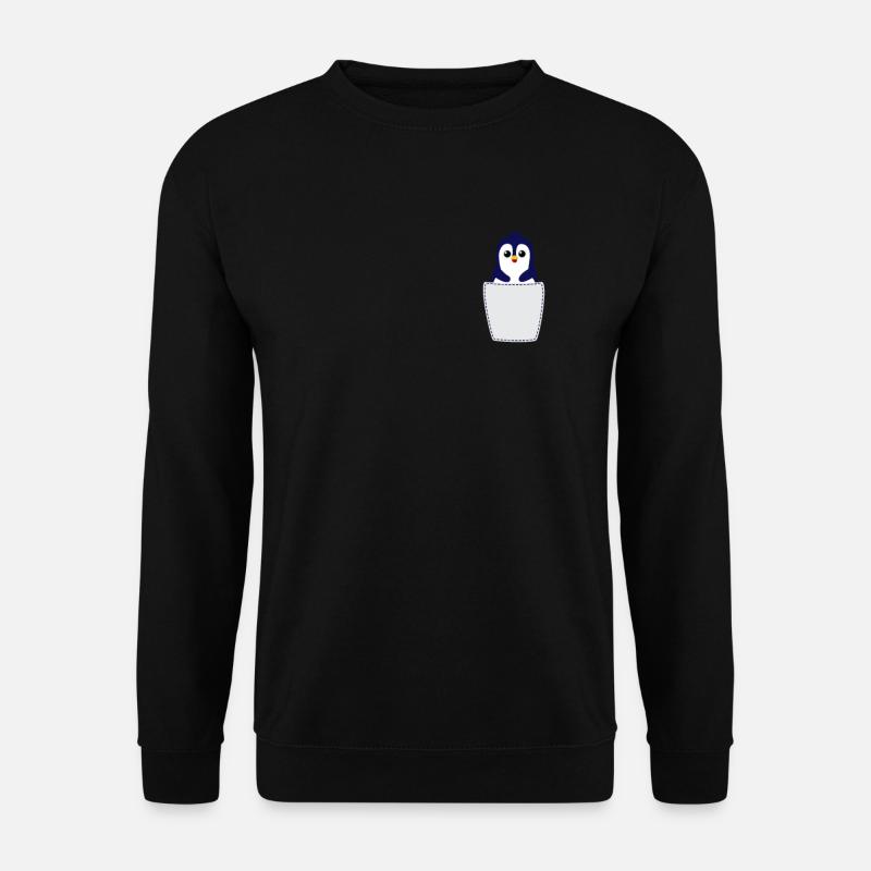 Pinguin in Brusttasche Pinguin in Tasche - Unisex Pullover - Schwarz
