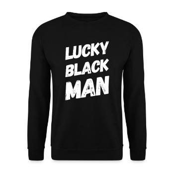 homme noir chanceux - Sweat-shirt Unisexe - noir - Devant - Alina (178cm) & Michal (187cm)