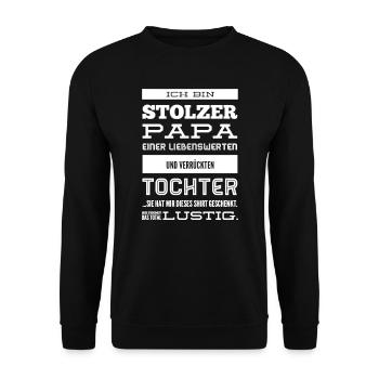 Stolzer Papa | Papa & Tochter Geschenkidee - Unisex Pullover - Schwarz - Vorne - Alina (178cm) & Michal (187cm)