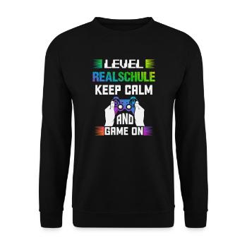 Level REALSCHULE keep calm and game on - Unisex Pullover - Schwarz - Vorne - Alina (178cm) & Michal (187cm)