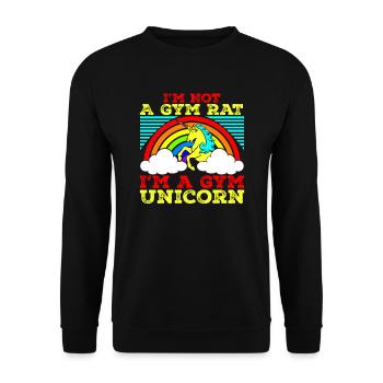 Einhorn Gym Unicorn - Unisex Pullover - Schwarz - Vorne - Alina (178cm) & Michal (187cm)