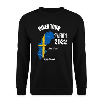 Biker Tour 2022 Schweden Motorrad Reise Urlaub - Unisex Pullover - Schwarz - Vorne - Alina (178cm) & Michal (187cm)