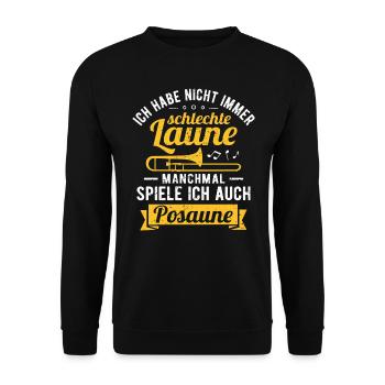 Posaune Posaunist Posaunenspieler Blasmusik - Unisex Pullover - Schwarz - Vorne - Alina (178cm) & Michal (187cm)
