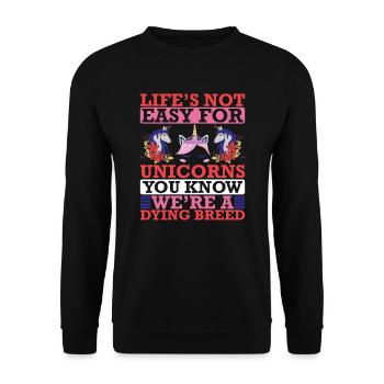 La vie n’est pas facile pour Unicorn Unicorn - Sweat-shirt Unisexe - noir - Devant - Alina (178cm) & Michal (187cm)