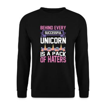 Behind every successful unicorn are haters - Unisex Sweatshirt - black - Front - Alina (178cm) & Michal (187cm)