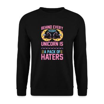 Behind every successful unicorn are haters - Unisex Sweatshirt - black - Front - Alina (178cm) & Michal (187cm)