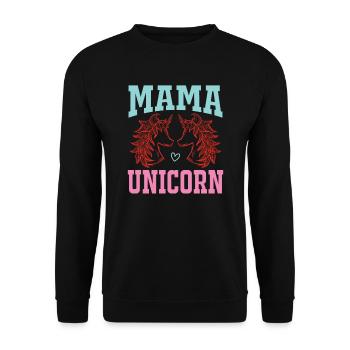 Mama Einhorn Licorne - Sweat-shirt Unisexe - noir - Devant - Alina (178cm) & Michal (187cm)
