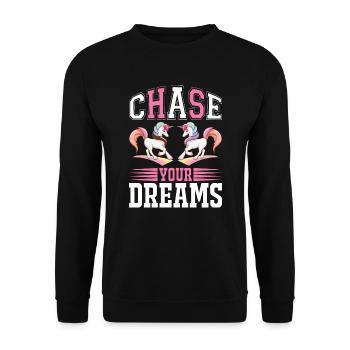 Live your dreams Unicorn - Unisex Sweatshirt - black - Front - Alina (178cm) & Michal (187cm)