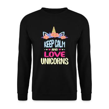 Keep calm and unicorns love unicorn - Unisex Sweatshirt - black - Front - Alina (178cm) & Michal (187cm)