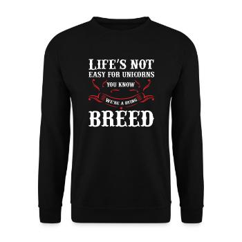 La vie n’est pas facile pour Unicorn Unicorn - Sweat-shirt Unisexe - noir - Devant - Alina (178cm) & Michal (187cm)