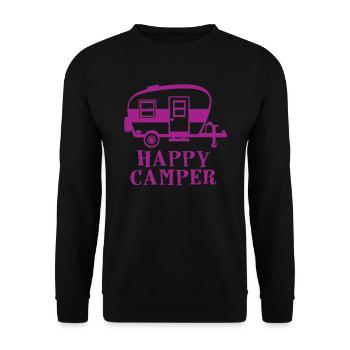 Happy Camper Nature Outdoor Mountains - Unisex Sweatshirt - black - Front - Alina (178cm) & Michal (187cm)