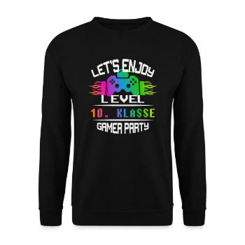 Level 10. KLASSE keep calm and game on - Unisex Pullover - Schwarz - Vorne - Alina (178cm) & Michal (187cm)