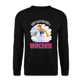 Restez calme et montez une licorne licorne - Sweat-shirt Unisexe - noir - Devant - Alina (178cm) & Michal (187cm)