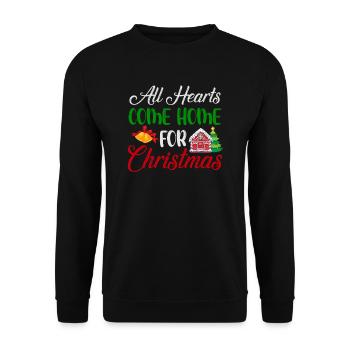 Alle Herzen nach Hause Ugly Christmas Sweater - Unisex Pullover - Schwarz - Vorne - Alina (178cm) & Michal (187cm)
