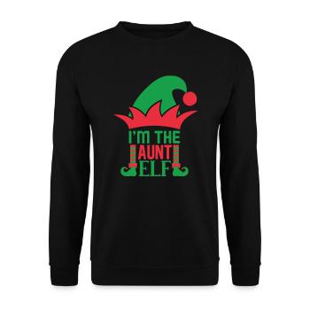 Ich bin die Tante Elf Norweger Muster - Unisex Pullover - Schwarz - Vorne - Alina (178cm) & Michal (187cm)