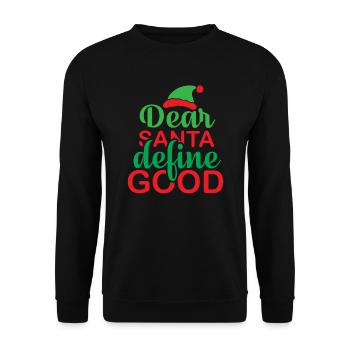 Lustiges Lieber Weihnachtsmann definiere gut - Unisex Pullover - Schwarz - Vorne - Alina (178cm) & Michal (187cm)
