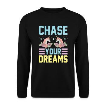 Live your dreams Unicorn - Unisex Sweatshirt - black - Front - Alina (178cm) & Michal (187cm)