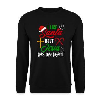 J’aime le Père Noël Jésus a mon cœur - Sweat-shirt Unisexe - noir - Devant - Alina (178cm) & Michal (187cm)