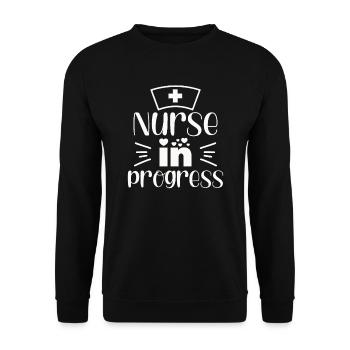 Nurse in Progress - Unisex Sweatshirt - black - Front - Alina (178cm) & Michal (187cm)