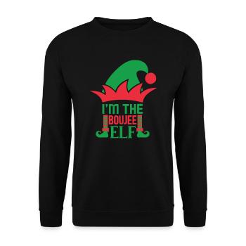 I am the Boujee Elf Norwegian Pattern - Unisex Sweatshirt - black - Front - Alina (178cm) & Michal (187cm)