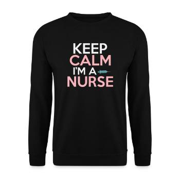 Ruhe bewahren ich bin eine Krankenschwester - Unisex Pullover - Schwarz - Vorne - Alina (178cm) & Michal (187cm)