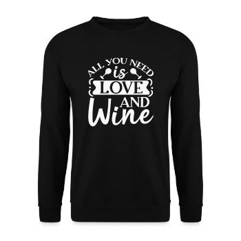 Tout ce dont vous avez besoin, c’est d’amour et de vin - Sweat-shirt Unisexe - noir - Devant - Alina (178cm) & Michal (187cm)
